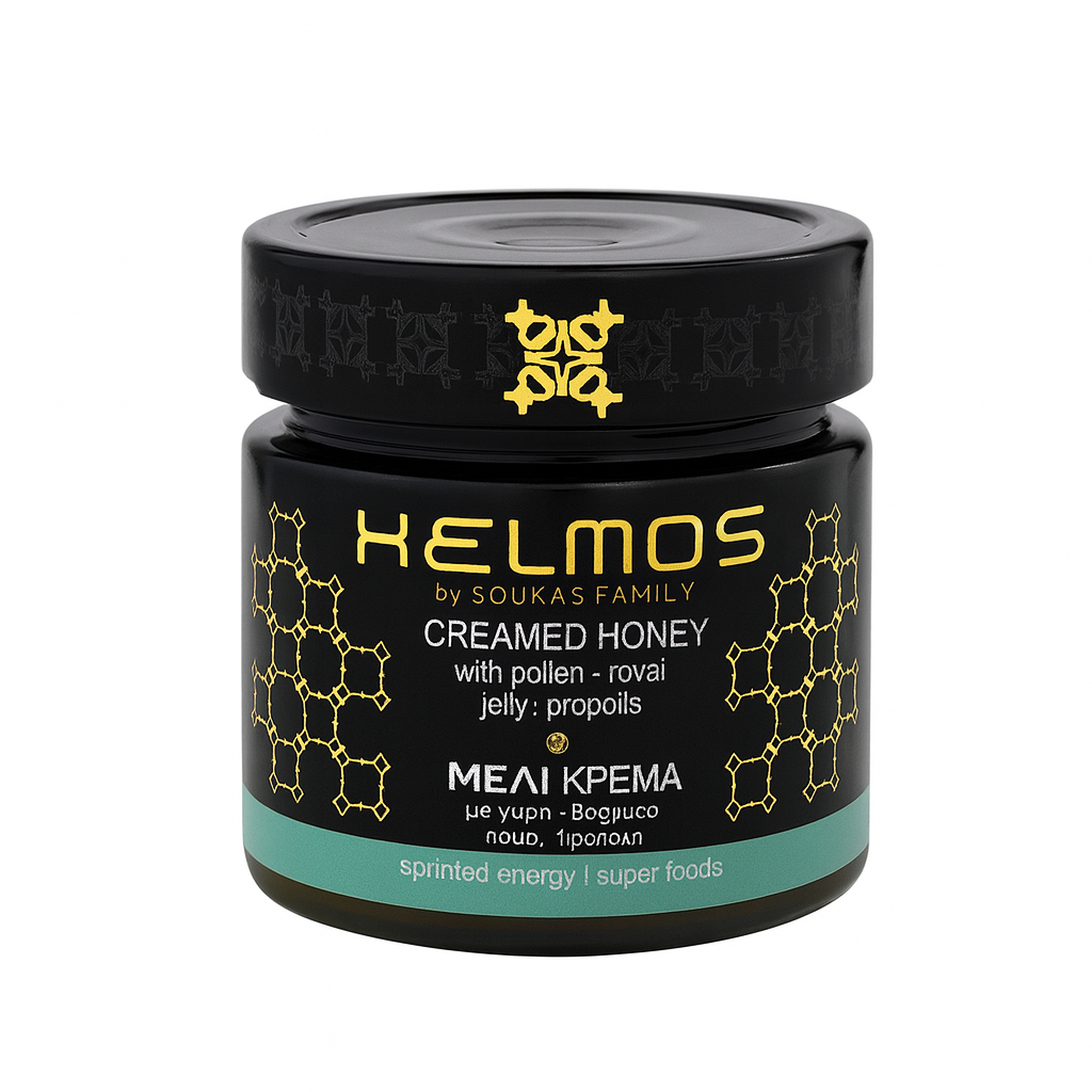 Helmos - Griechischer Honig mit Blütenpollen, Gelee Royale & Propolis 210g